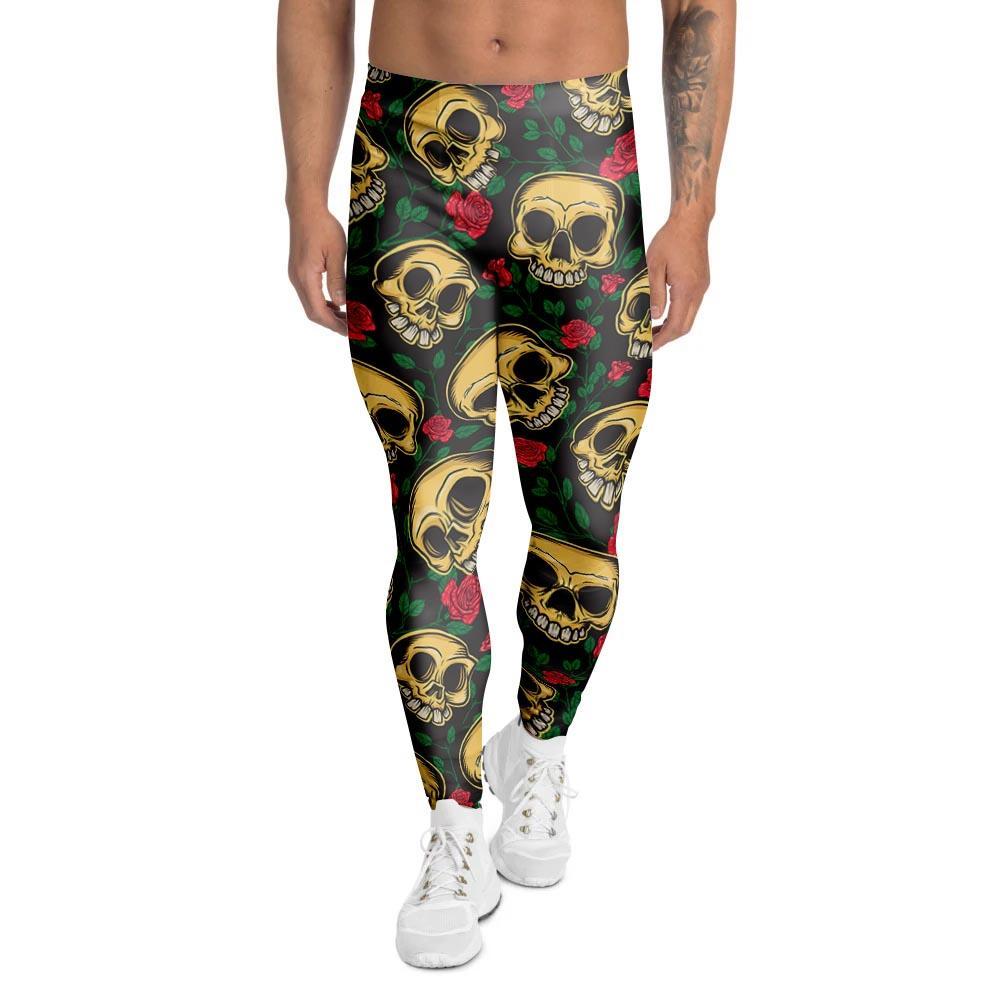 Mexican Rose Skull Men's Leggings-grizzshop