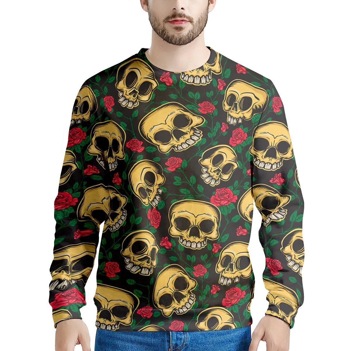 Mexican Rose Skull Men's Sweatshirt-grizzshop