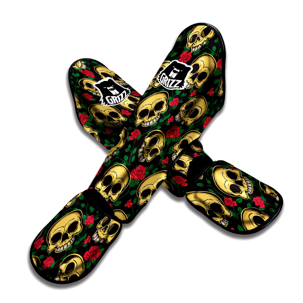 Mexican Rose Skull Muay Thai Shin Guard-grizzshop