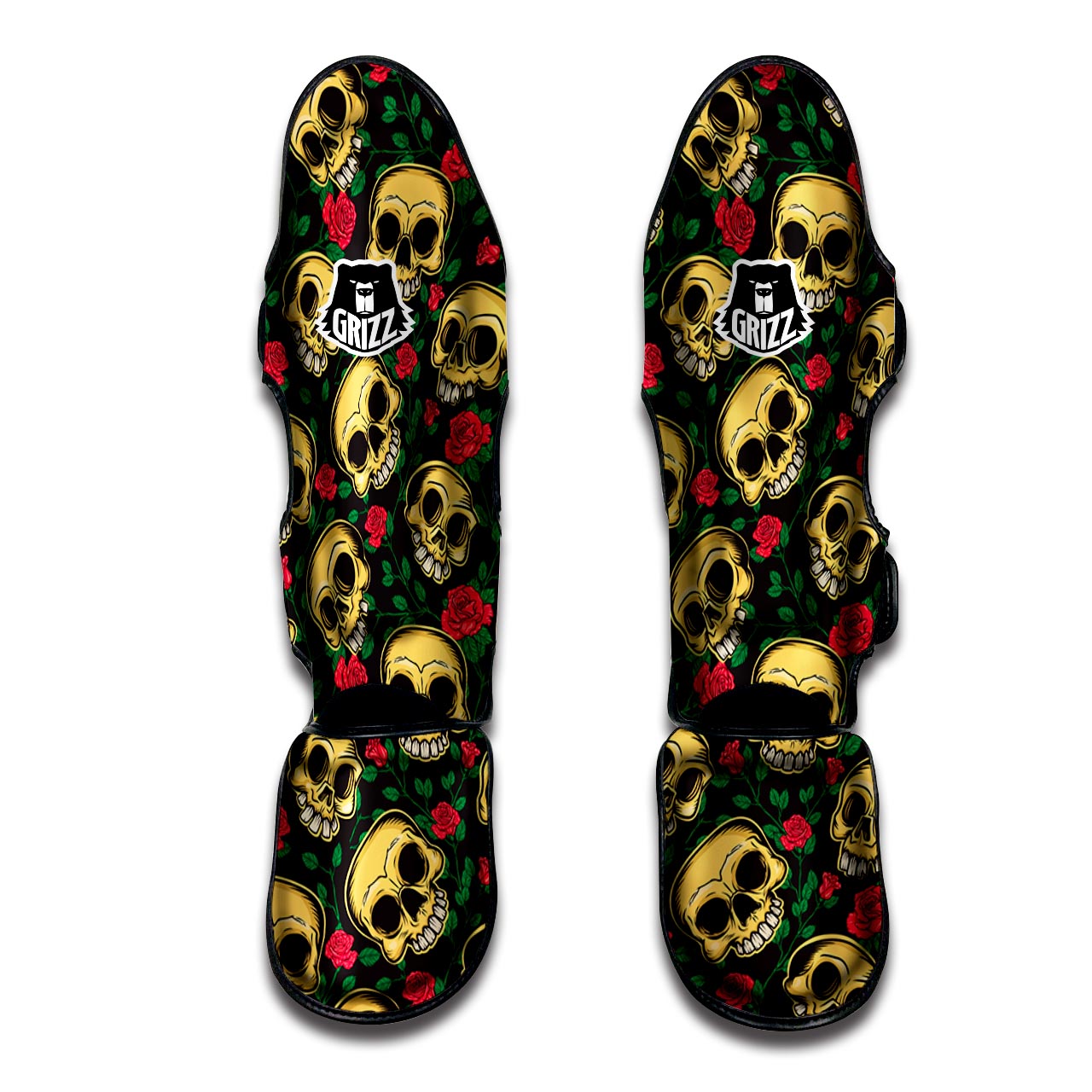 Mexican Rose Skull Muay Thai Shin Guard-grizzshop