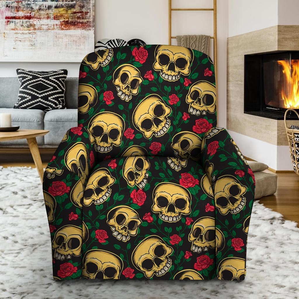 Mexican Rose Skull Recliner Cover-grizzshop