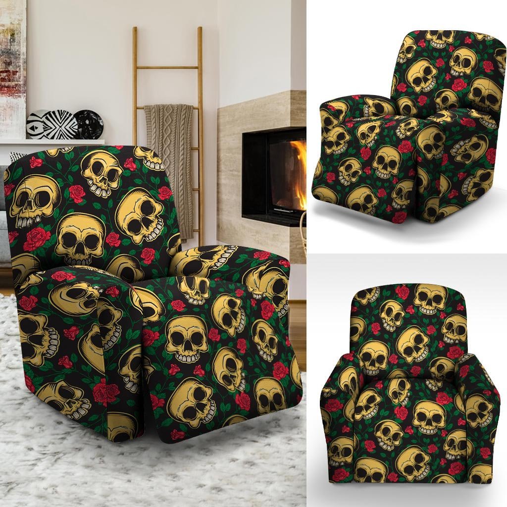 Mexican Rose Skull Recliner Cover-grizzshop