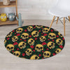 Mexican Rose Skull Round Rug-grizzshop