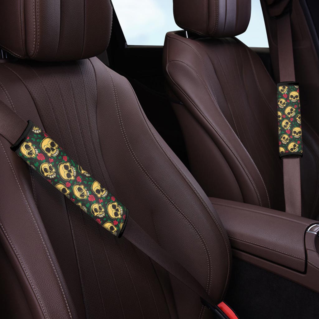 Mexican Rose Skull Seat Belt Cover-grizzshop