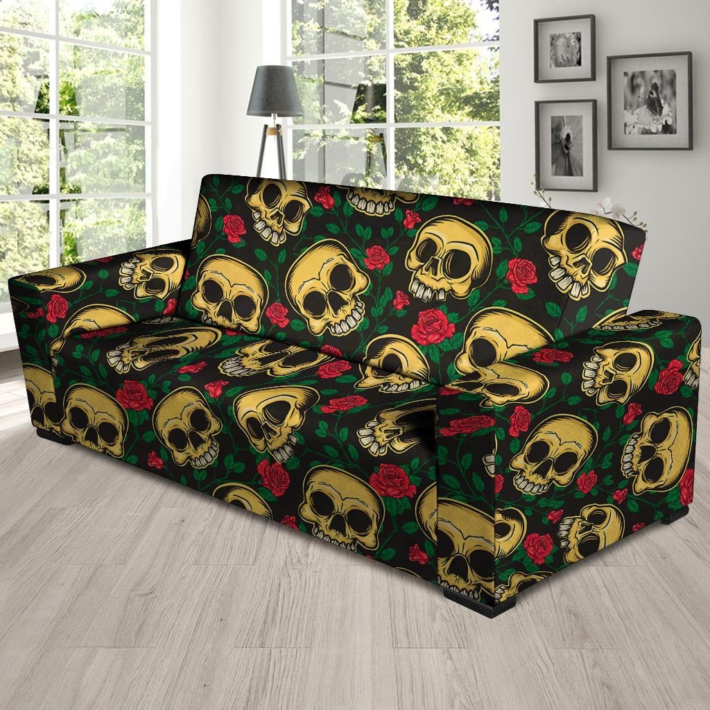 Mexican Rose Skull Sofa Cover-grizzshop