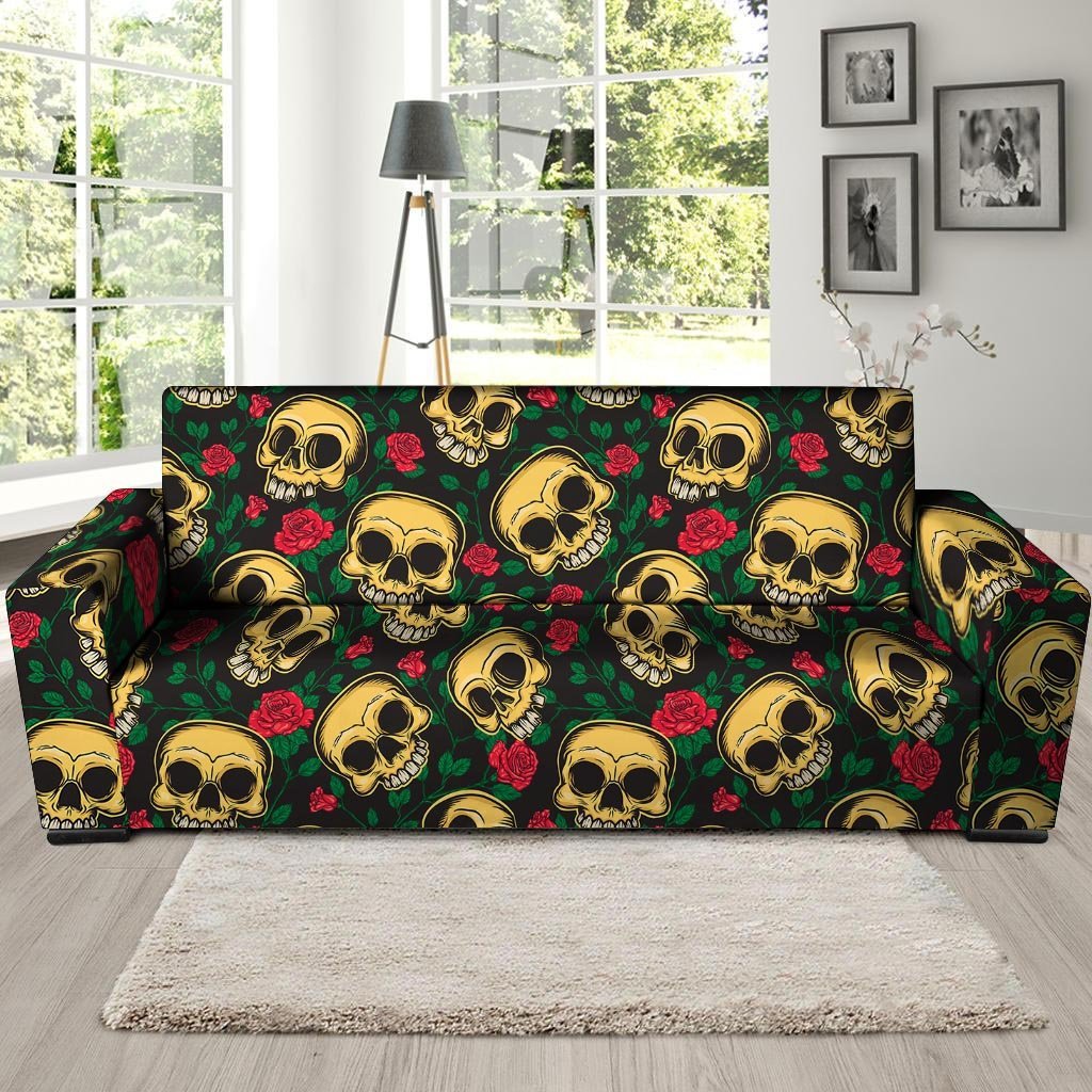 Mexican Rose Skull Sofa Cover-grizzshop