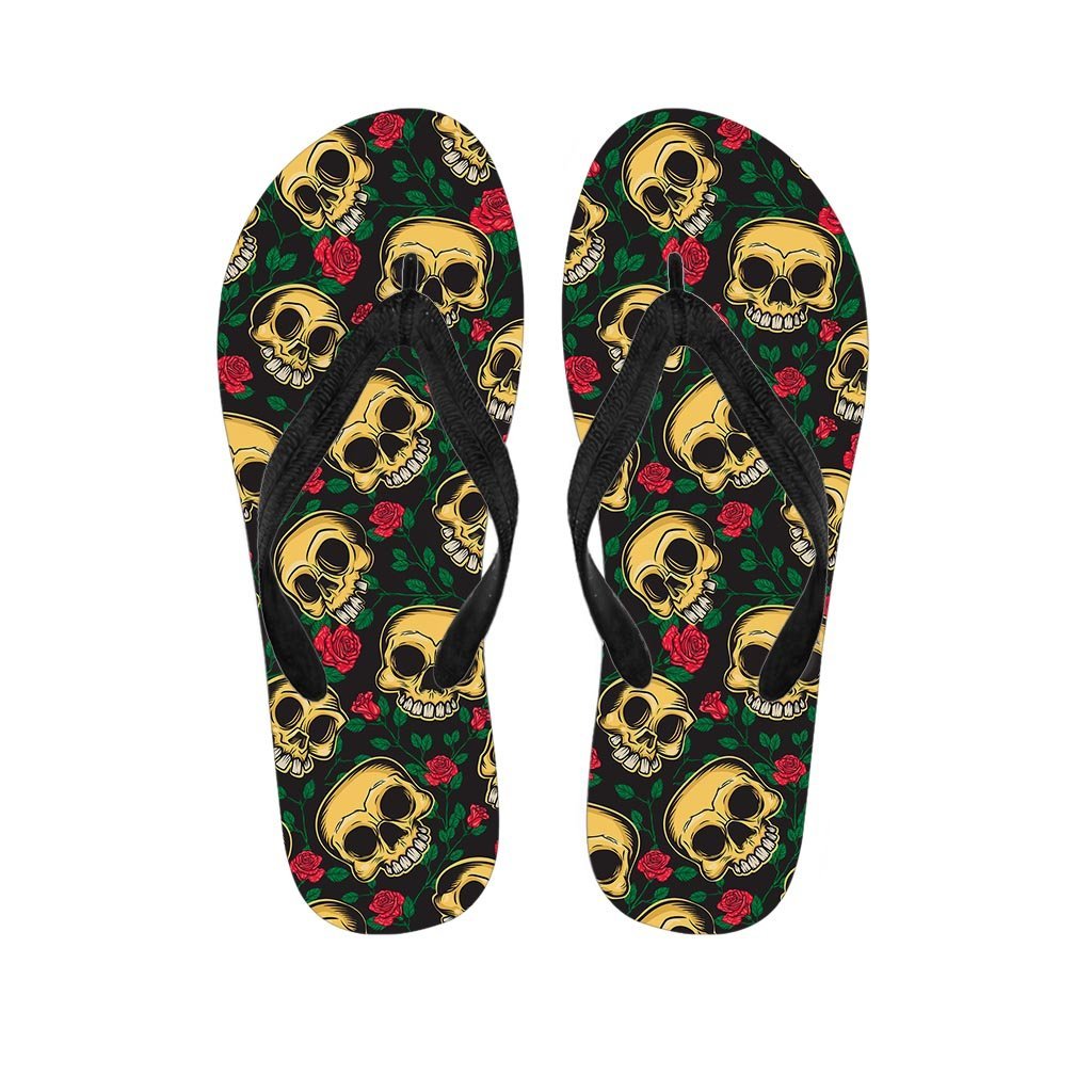Mexican Rose Skull Women's Flip Flops-grizzshop