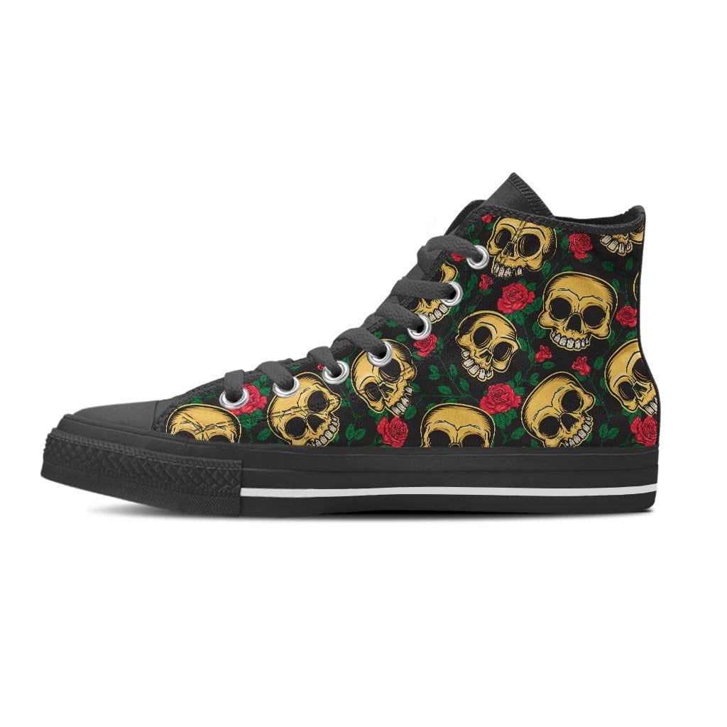 Mexican Rose Skull Women's High Top Shoes-grizzshop