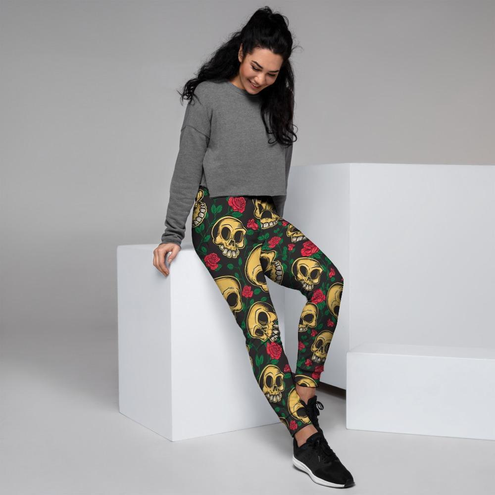 Mexican Rose Skull Women's Joggers-grizzshop