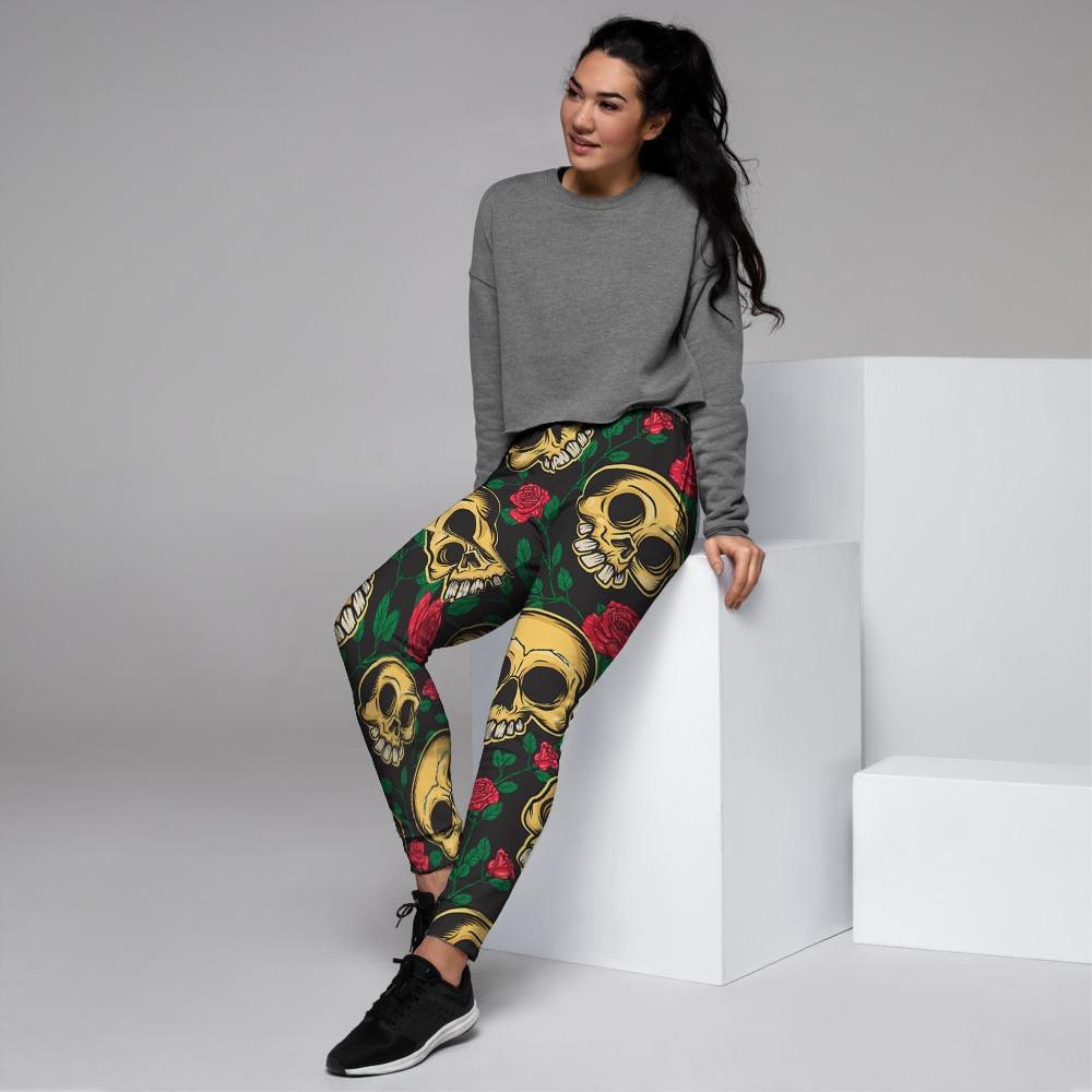 Mexican Rose Skull Women's Joggers-grizzshop