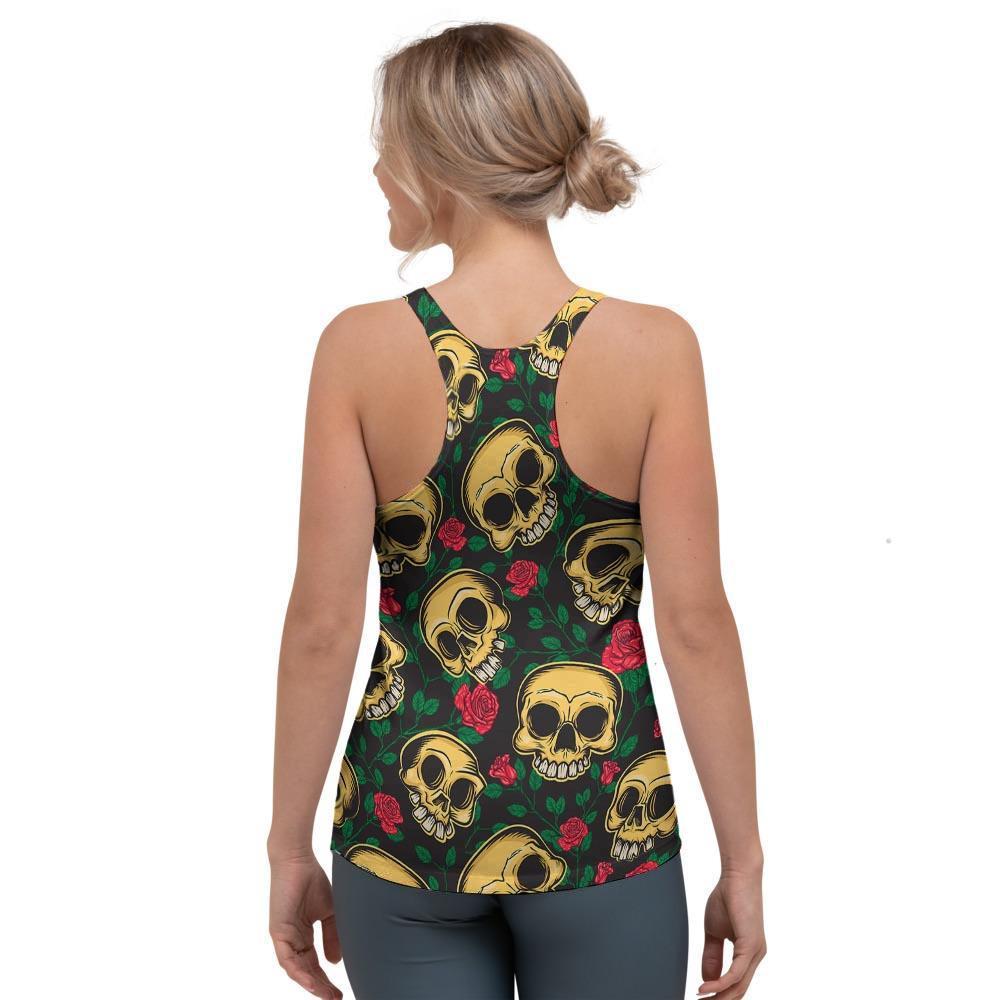 Mexican Rose Skull Women's Racerback Tank Top-grizzshop