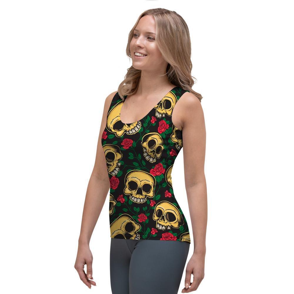 Mexican Rose Skull Women's Tank Top-grizzshop