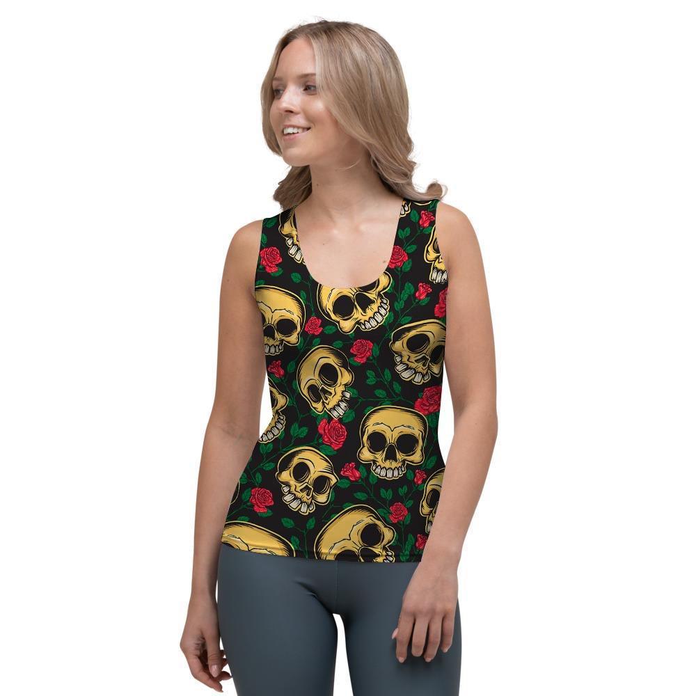 Mexican Rose Skull Women's Tank Top-grizzshop