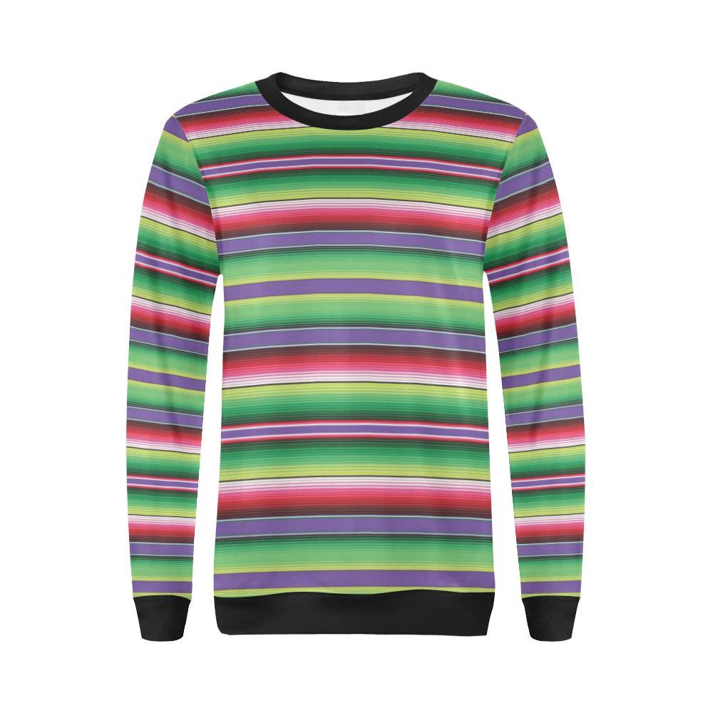 Mexican Serape Blanket Baja Pattern Print Women Crewneck Sweatshirt-grizzshop