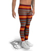 Mexican Serape Grey Orange Print Men's Leggings-grizzshop