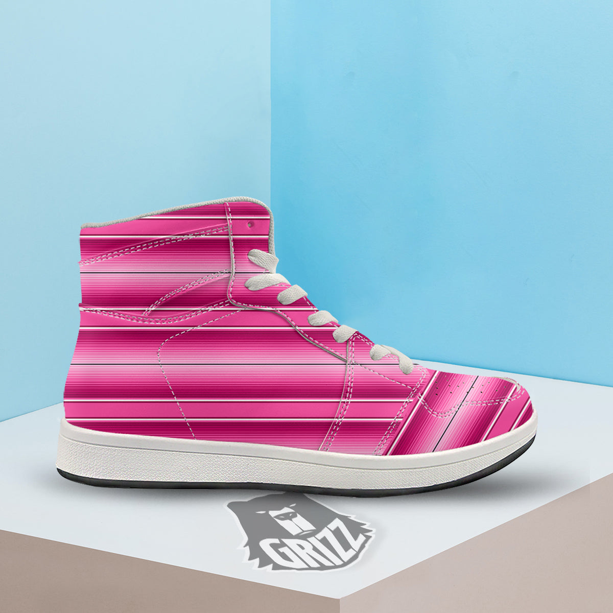 Mexican Serape Pink Print High Top Sneakers-grizzshop