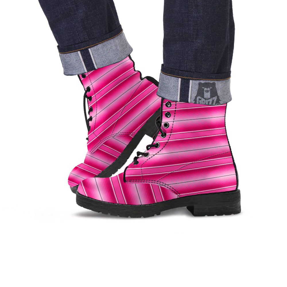 Mexican Serape Pink Print Leather Boots-grizzshop