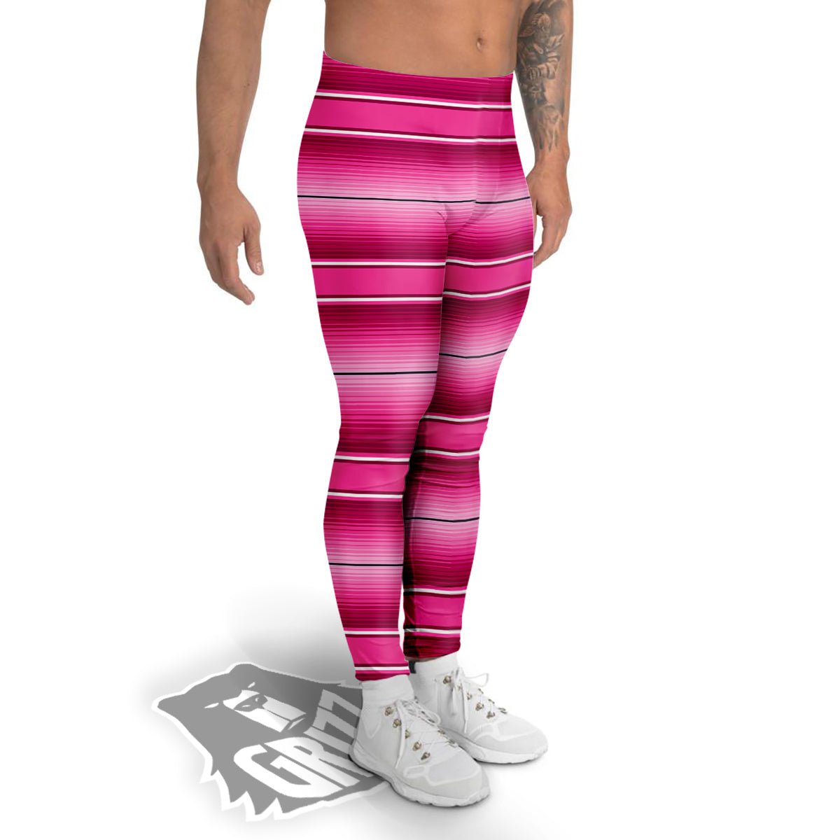 Mexican Serape Pink Print Men's Leggings-grizzshop