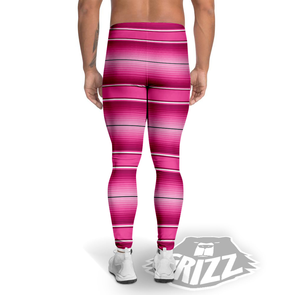 Mexican Serape Pink Print Men's Leggings-grizzshop