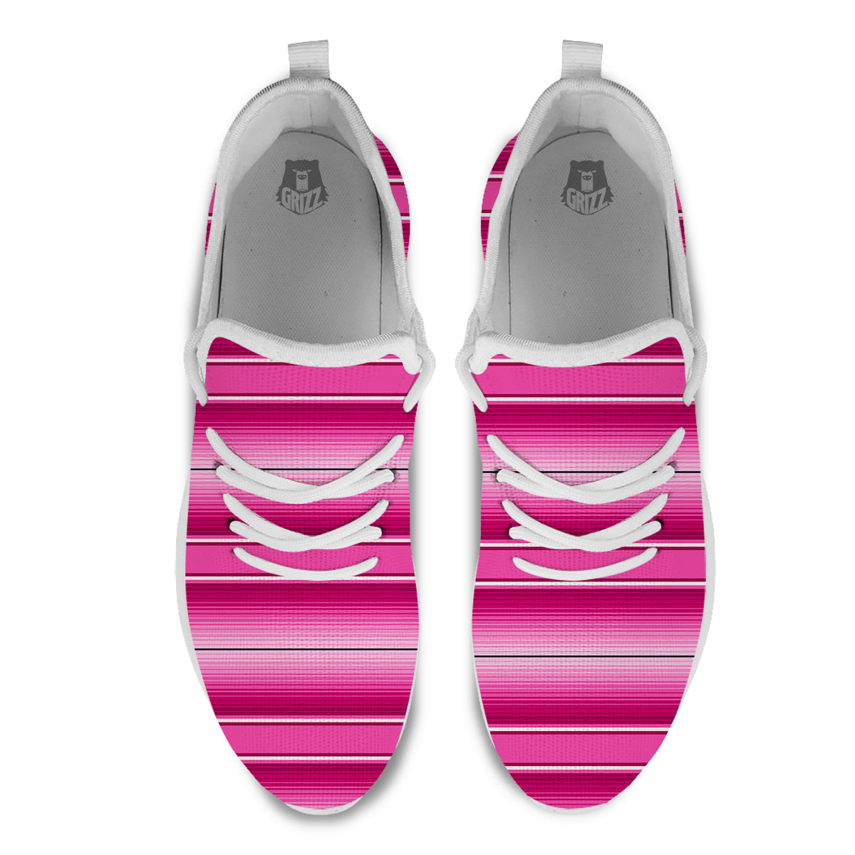 Mexican Serape Pink Print White Athletic Shoes-grizzshop