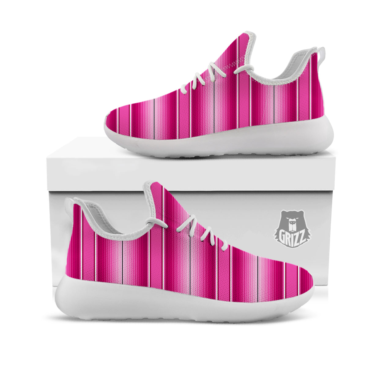 Mexican Serape Pink Print White Athletic Shoes-grizzshop