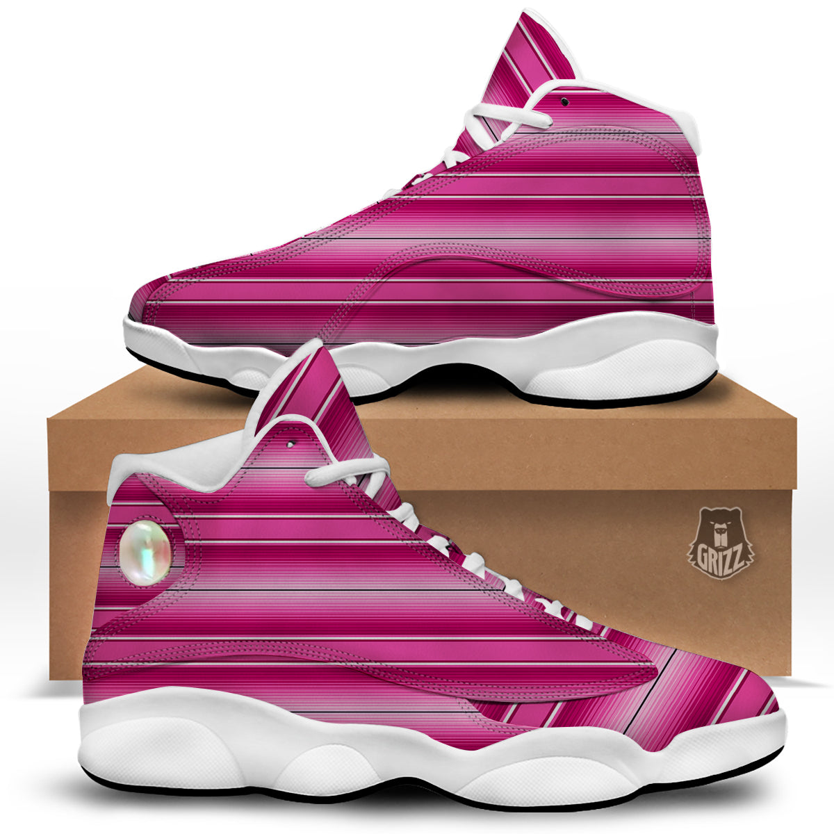 Mexican Serape Pink Print White Basketball Shoes-grizzshop