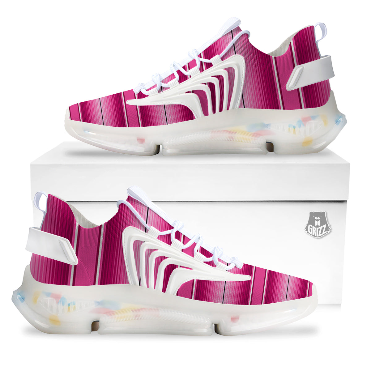 Mexican Serape Pink Print White Gym Shoes-grizzshop