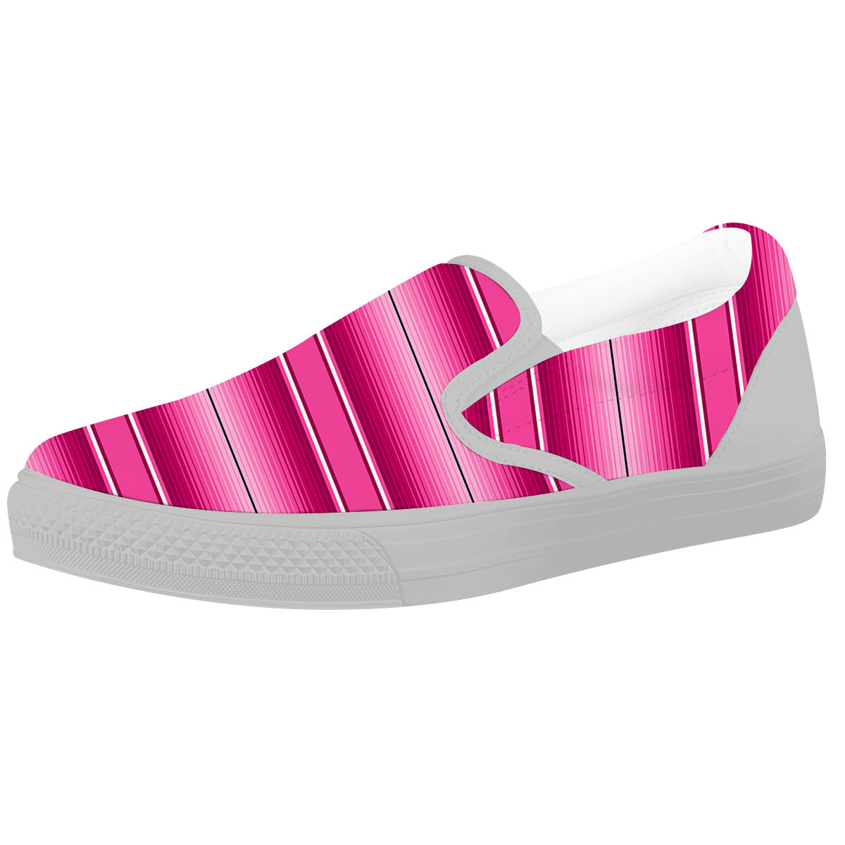 Mexican Serape Pink Print White Slip On Shoes-grizzshop