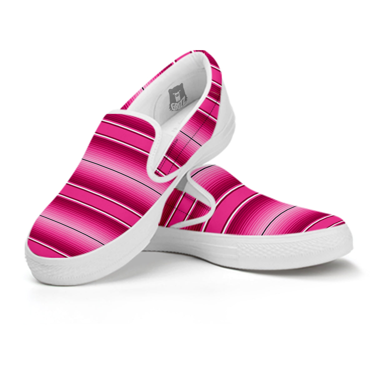Mexican Serape Pink Print White Slip On Shoes-grizzshop