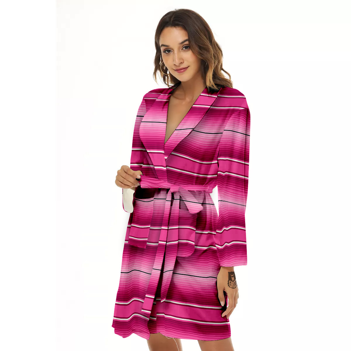 Mexican Serape Pink Print Women's Robe-grizzshop