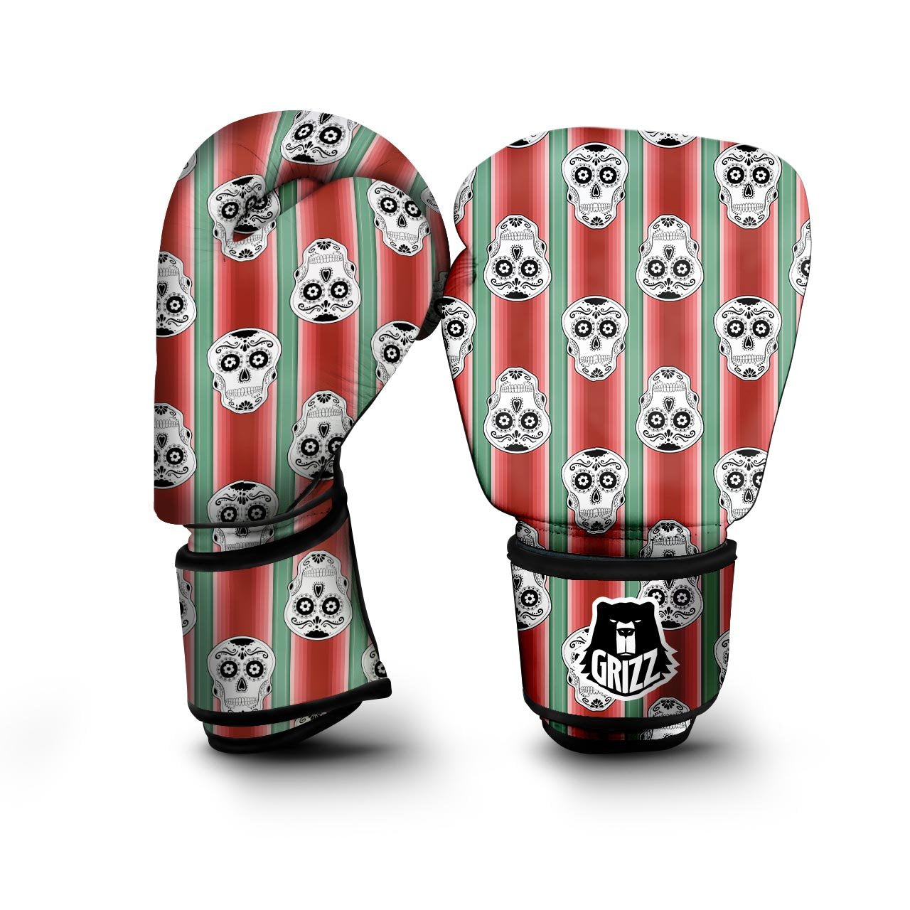 Mexican Serape Sugar Skull Print Pattern Boxing Gloves-grizzshop