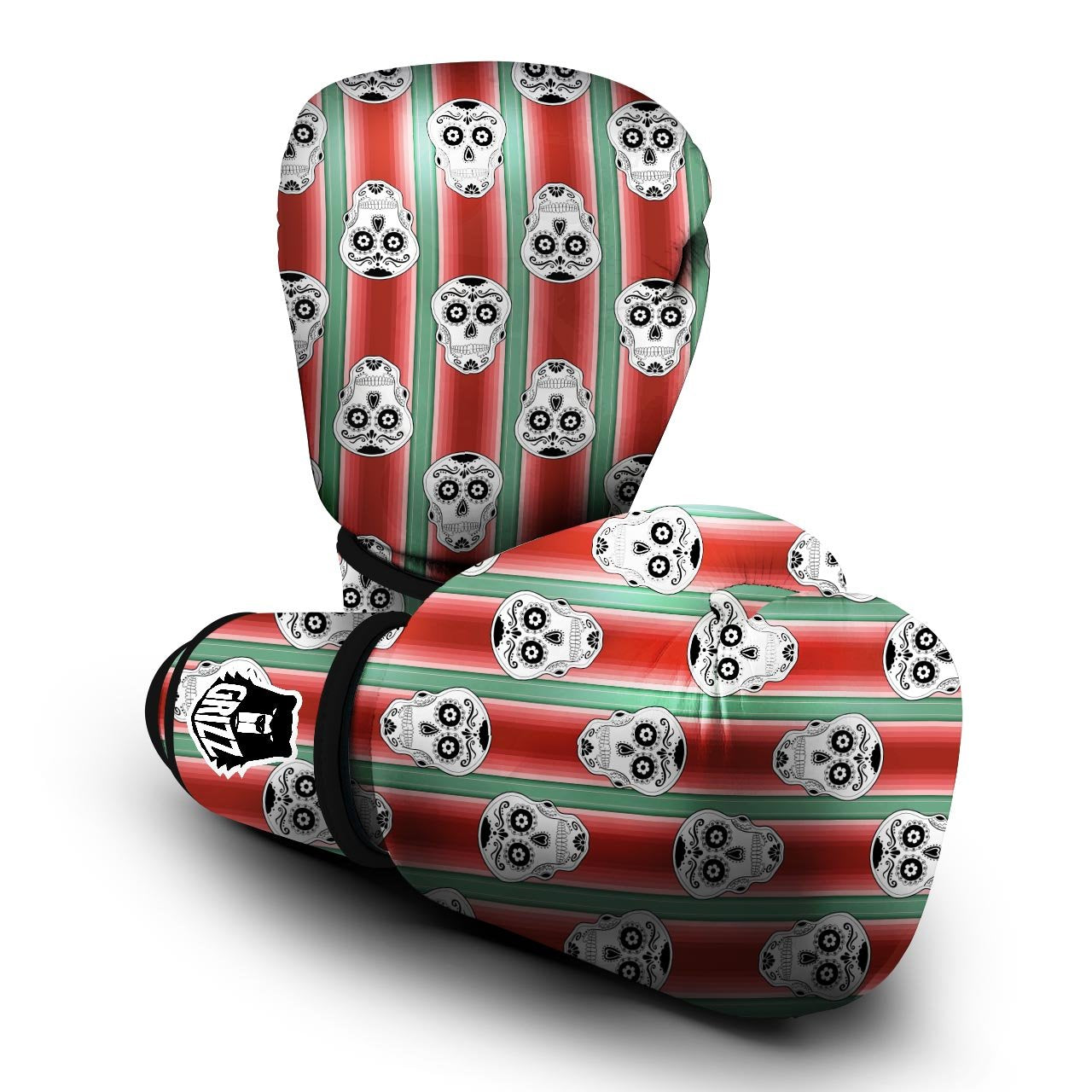 Mexican Serape Sugar Skull Print Pattern Boxing Gloves-grizzshop