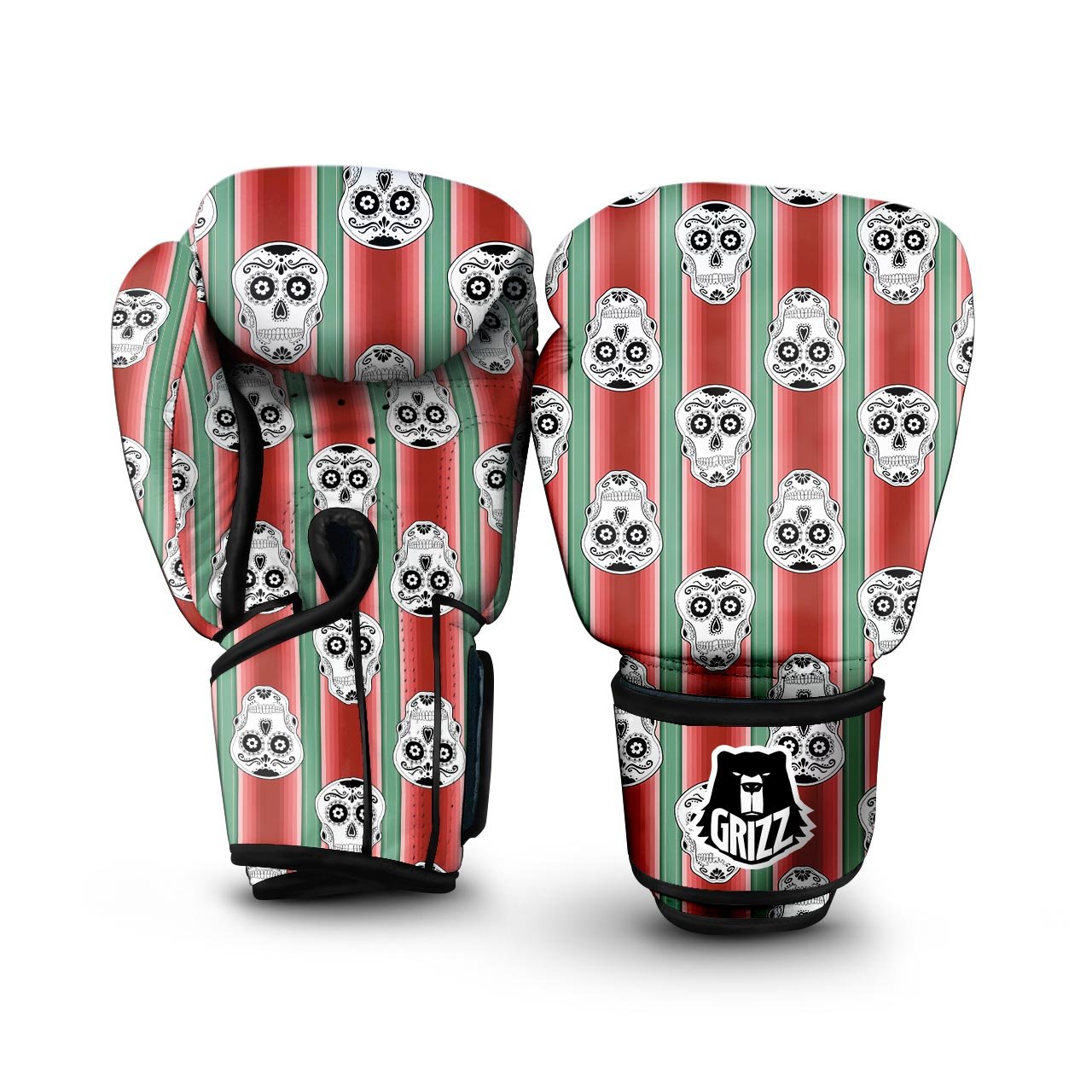 Mexican Serape Sugar Skull Print Pattern Boxing Gloves-grizzshop