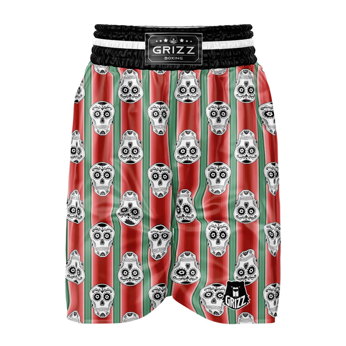 Mexican Serape Sugar Skull Print Pattern Boxing Shorts-grizzshop