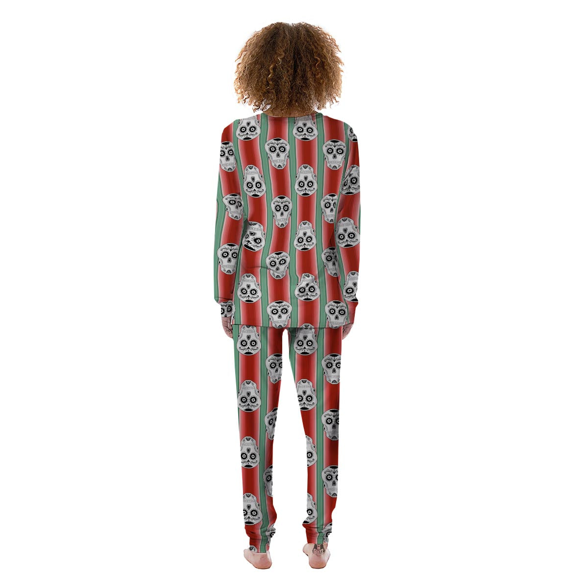 Mexican Serape Sugar Skull Print Pattern Women's Pajamas-grizzshop