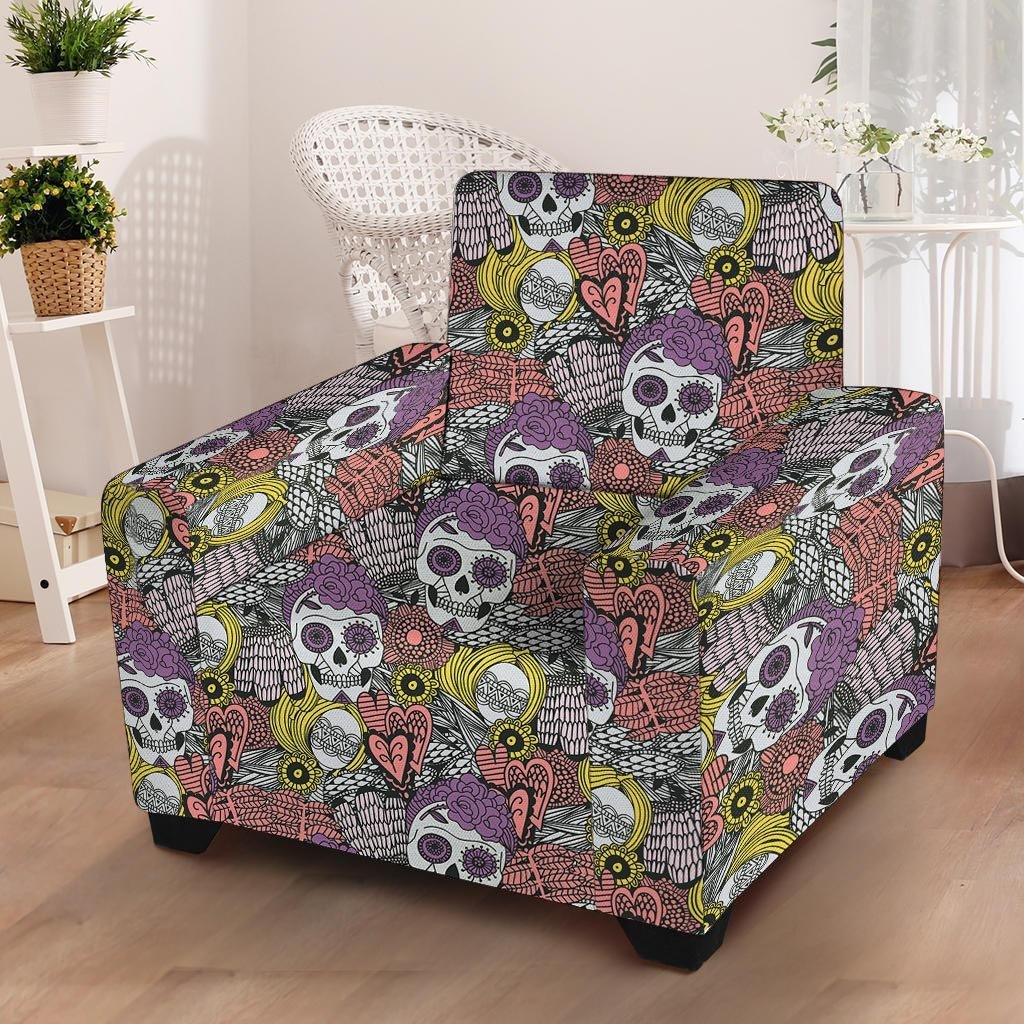 Mexican Skull Armchair Cover-grizzshop