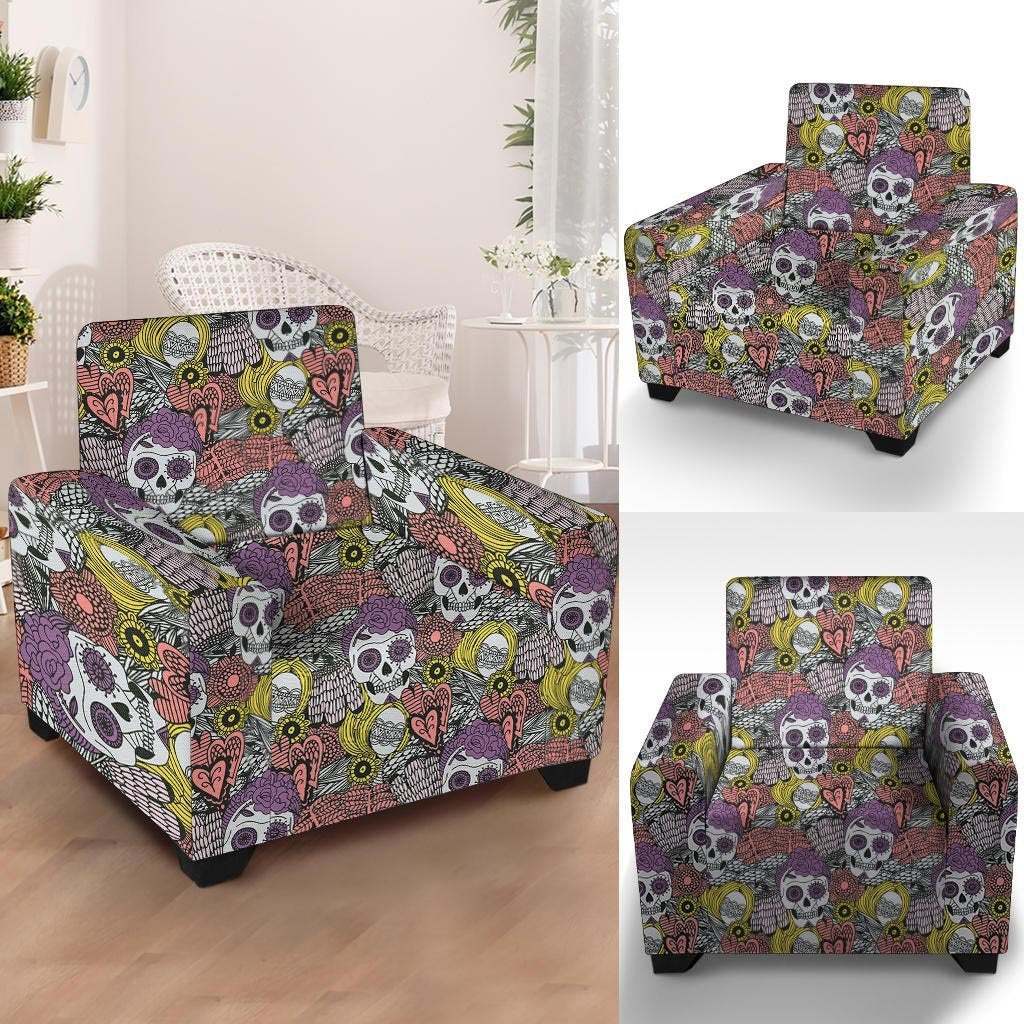 Mexican Skull Armchair Cover-grizzshop