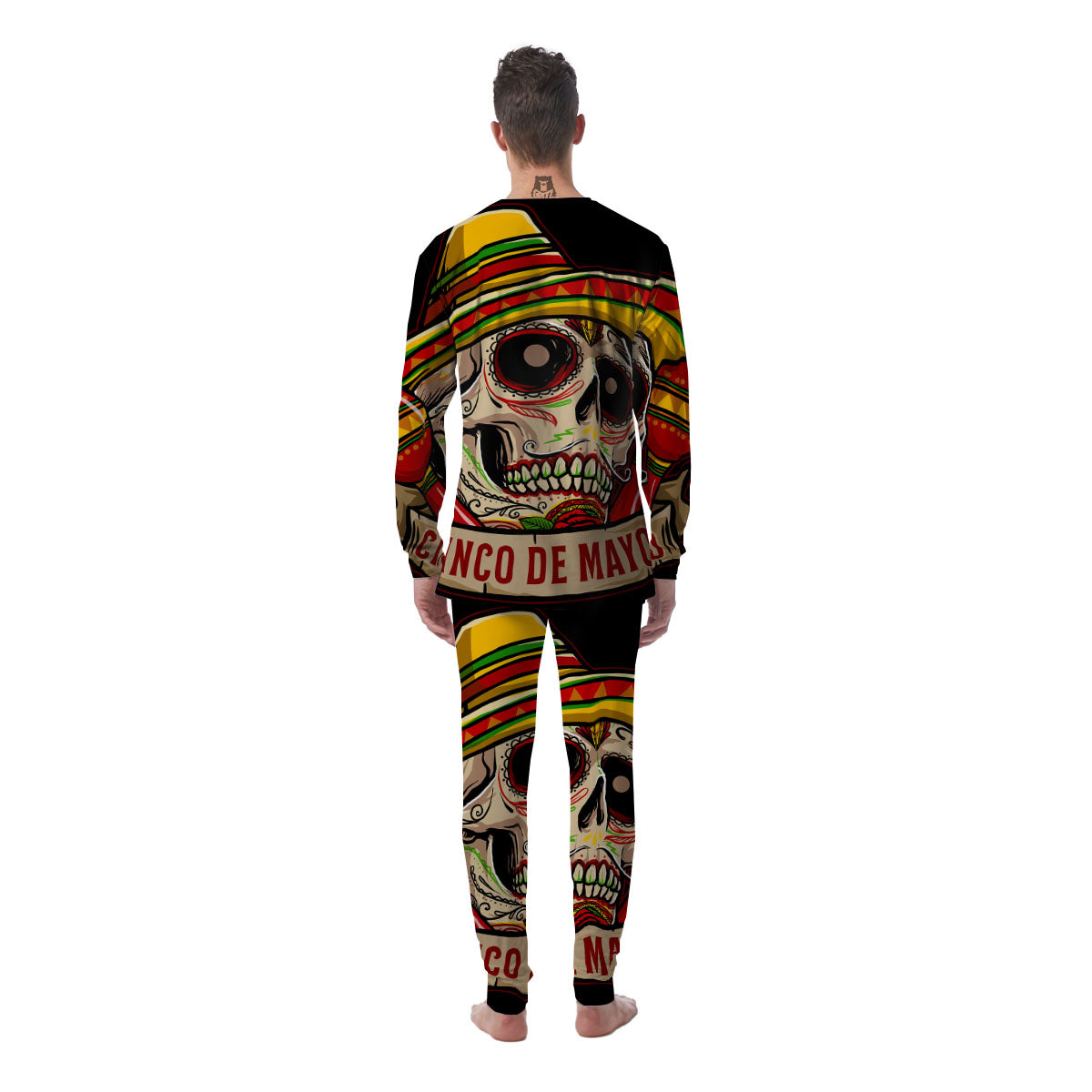 Mexican Skull Cinco de Mayo Print Men's Pajamas-grizzshop