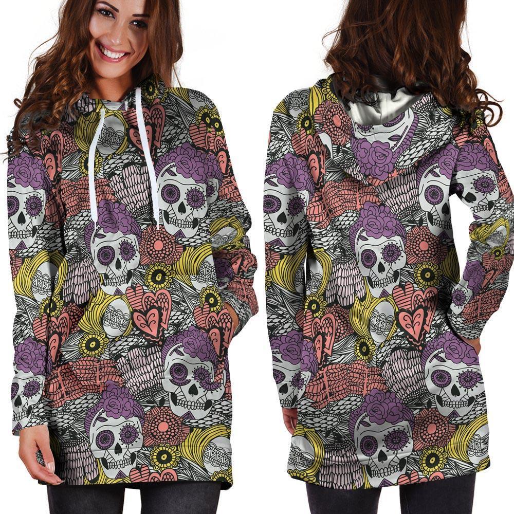 Mexican Skull Hoodie Dress-grizzshop