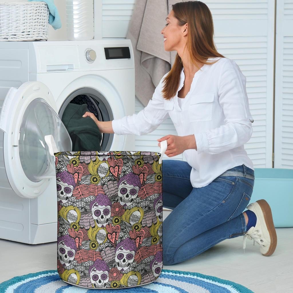 Mexican Skull Laundry Basket-grizzshop