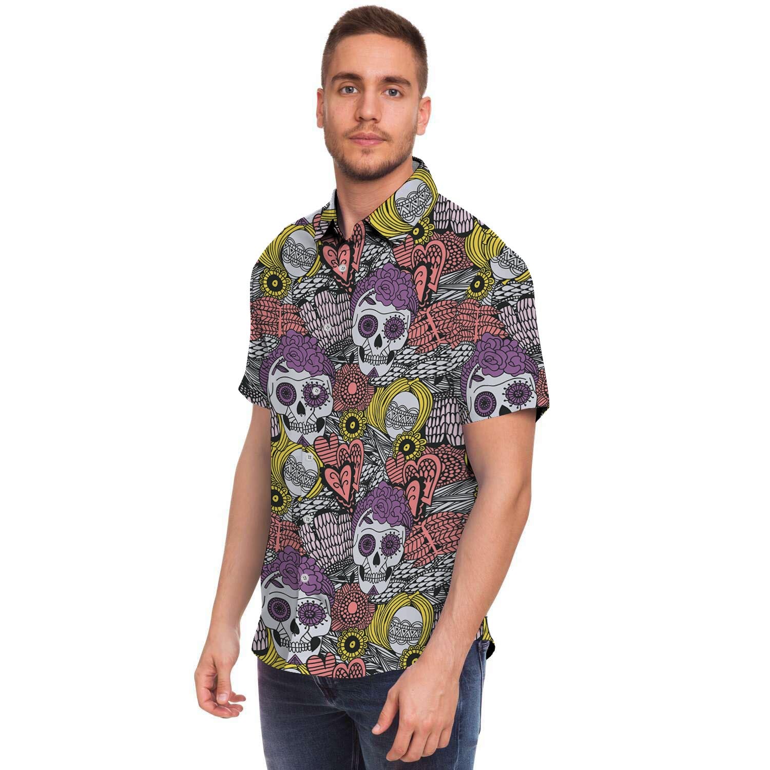 Mexican Skull Men's Short Sleeve Shirt-grizzshop