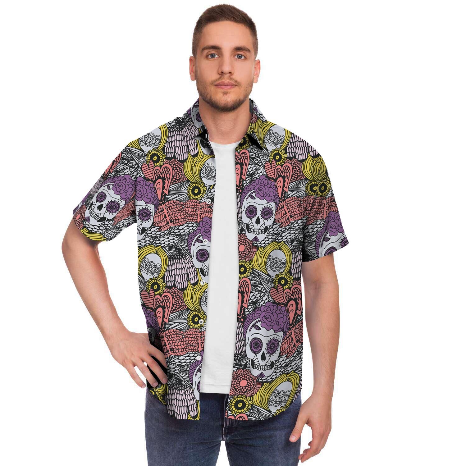 Mexican Skull Men's Short Sleeve Shirt-grizzshop