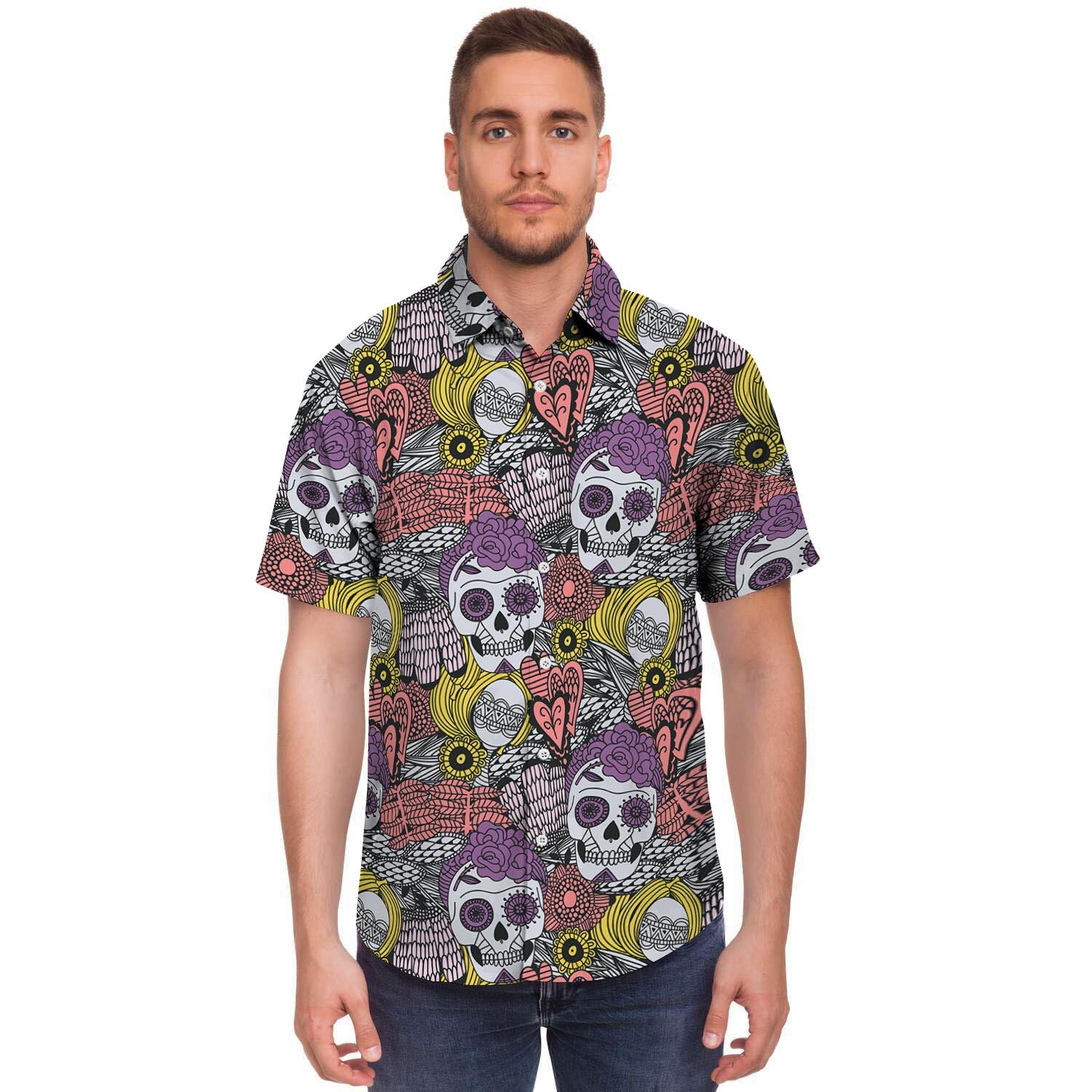 Mexican Skull Men's Short Sleeve Shirt-grizzshop