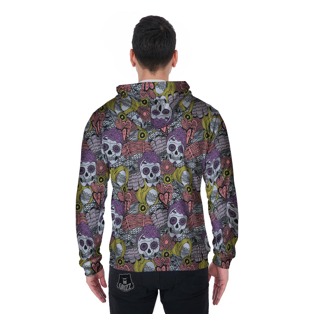 Mexican Skull Men's Zip Up Hoodie-grizzshop