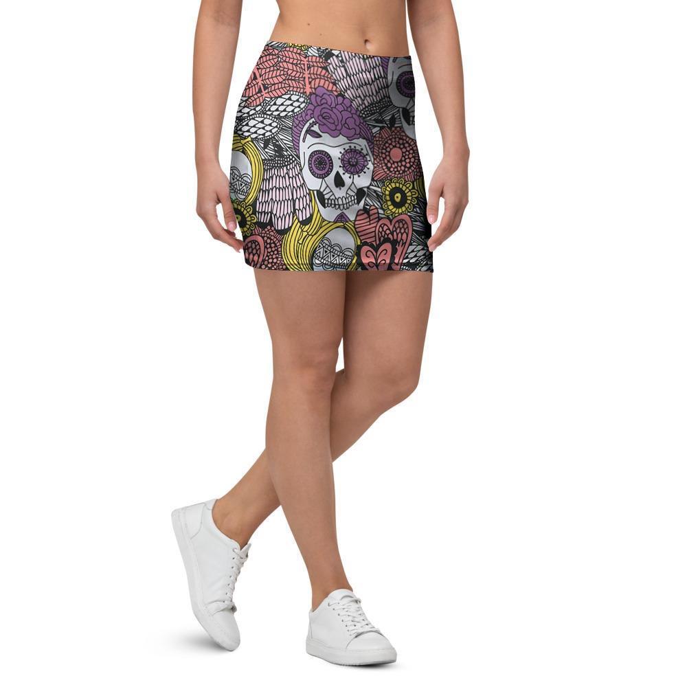 Mexican Skull Mini Skirt-grizzshop