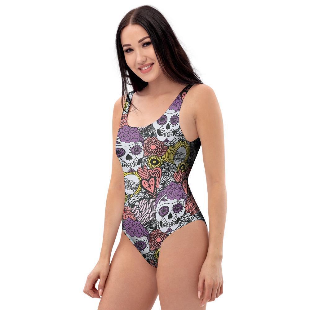 Mexican Skull One Piece Swimsuite-grizzshop