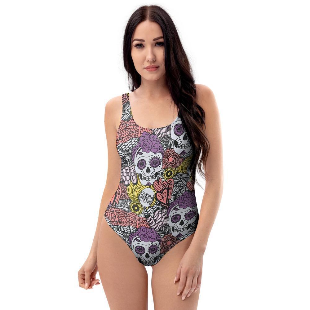 Mexican Skull One Piece Swimsuite-grizzshop