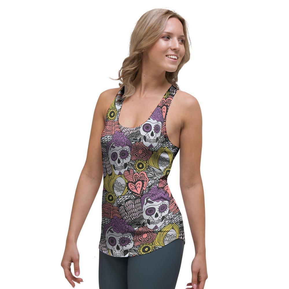 Mexican Skull Women's Racerback Tank Top-grizzshop