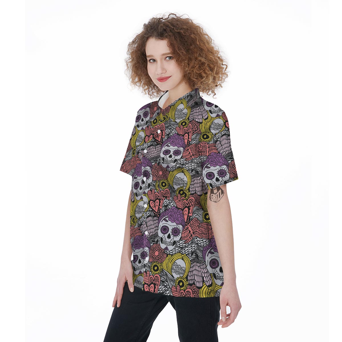 Mexican Skull Women's Short Sleeve Shirts-grizzshop