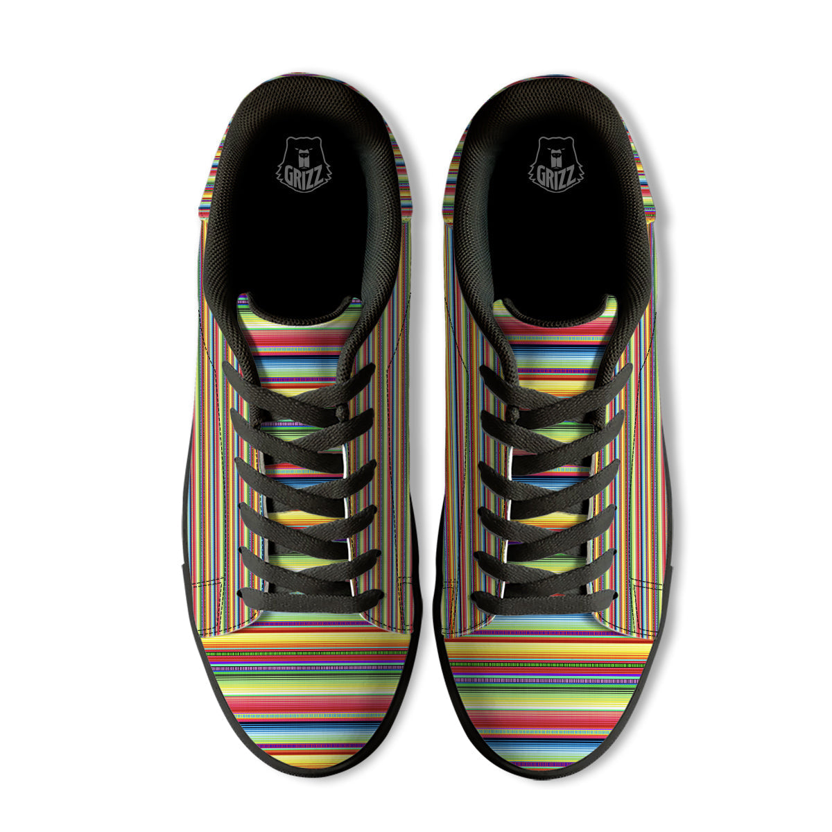 Mexican Stripe Cinco De Mayo Print Black Low Top Sneakers-grizzshop